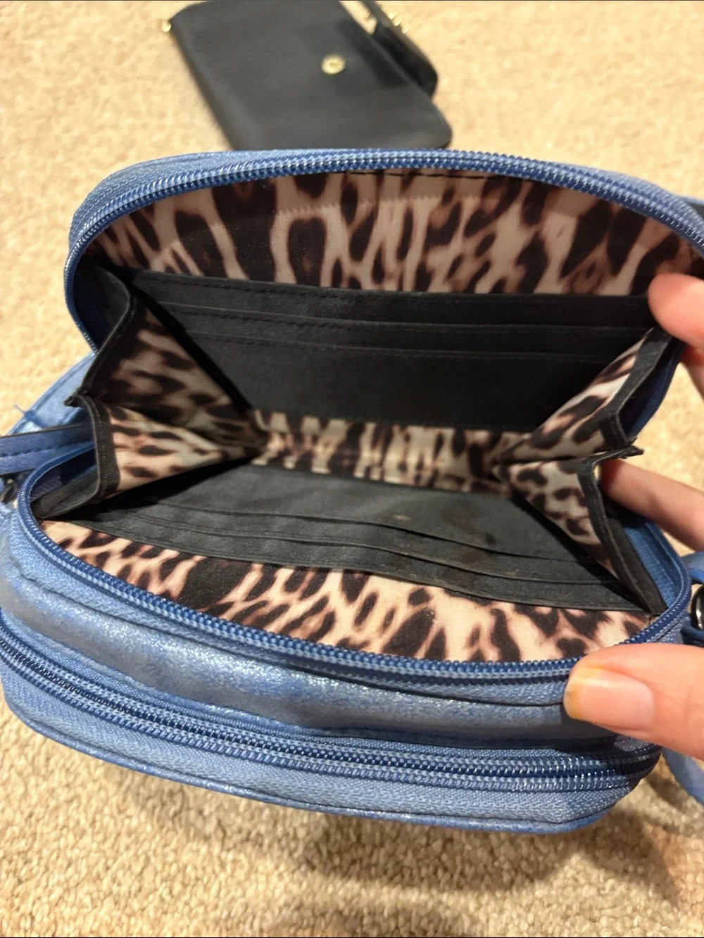 Nicole Miller Blue Faux-Leather Crossbody Shoulder Bag